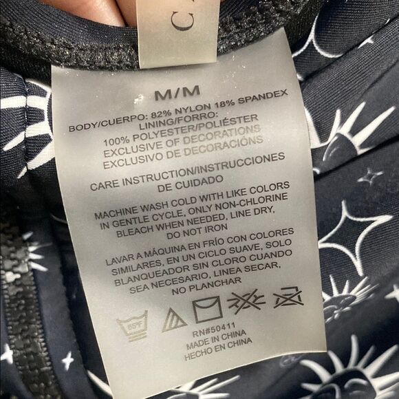 Cyn & Luca M Sun Moon Star Zip Front One-Piece Swimsuit Black Celestial‎ Print - Picture 12 of 12